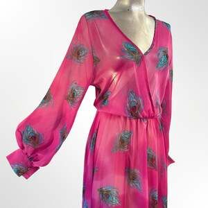 Sexy Diva Peacock Feather Print Long Sleeve V-Neck Maxi Dress
